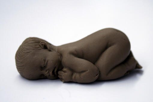 Fondant Realistic Baby Cake Topper- Curled Dark Skin