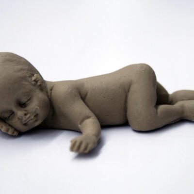 Fondant Realistic Baby Cake Topper- Laying Tan Skin
