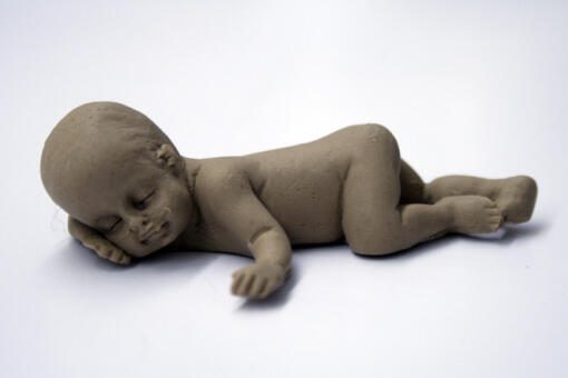 Fondant Realistic Baby Cake Topper- Laying Tan Skin