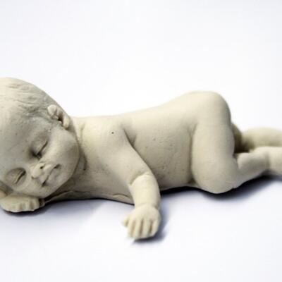 Fondant Realistic Baby Cake Topper- Laying Light Skin