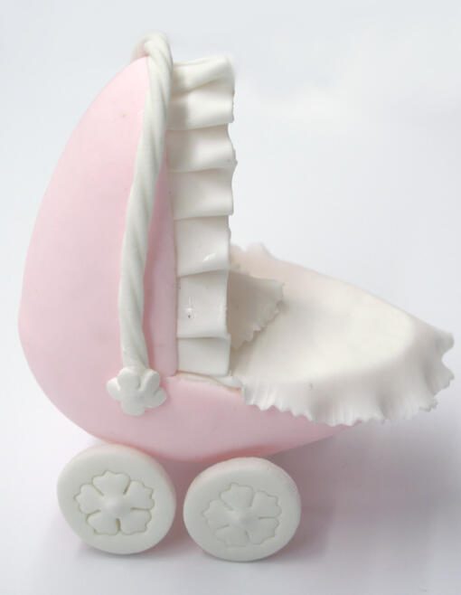 Cold Porcelain Baby in a Buggy Cake Topper- Pink - Image 2