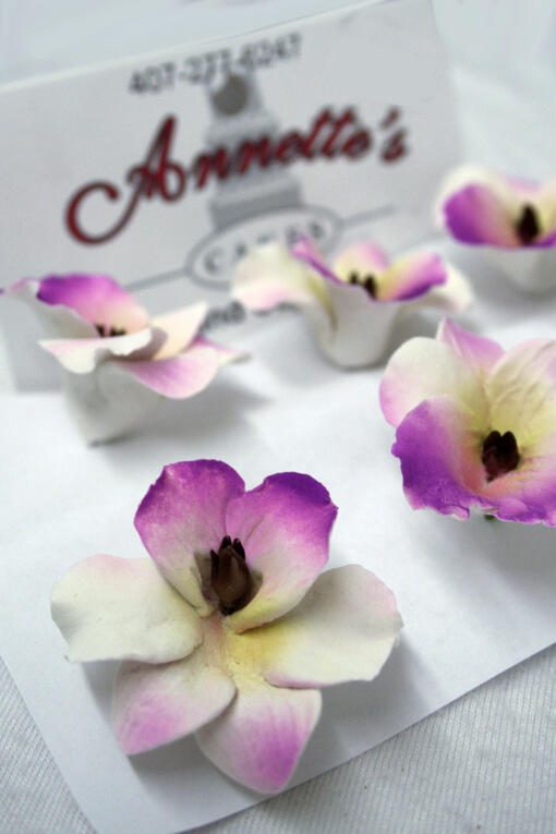 Small Gumpaste Flowers - Purple/Yellow Flowers