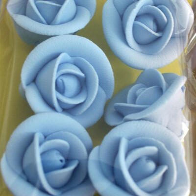 Small Royal Icing Roses- Blue