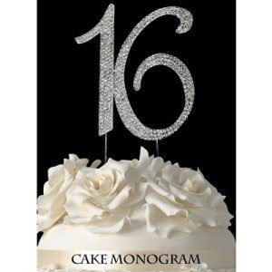 Silver Monogram Cake Topper Sweet Sixteen