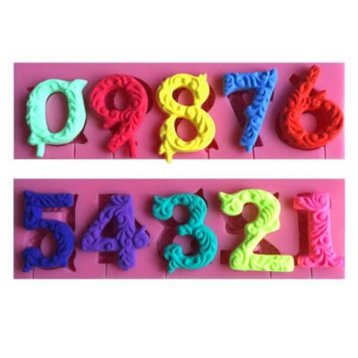 Fancy Numbers Silicone Mold with Stick hole