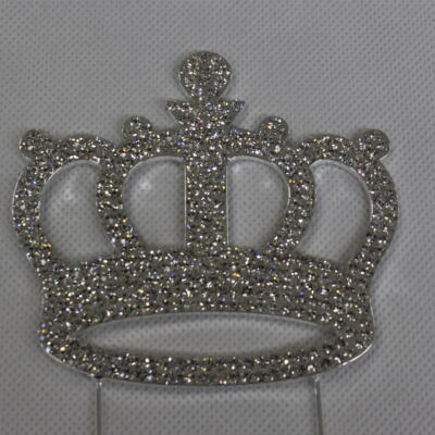 Silver Crown Cake Topper Monogram