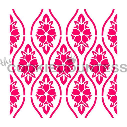 Flowers and Waves Stencil