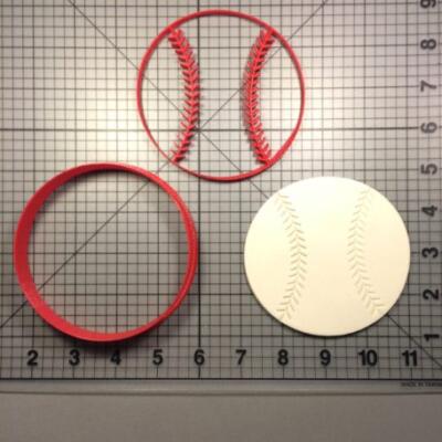 Baseball Cookie Cutter and Stamp Set 3 inch