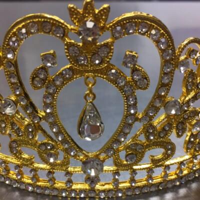 Silver on Gold Tiara Cake Topper