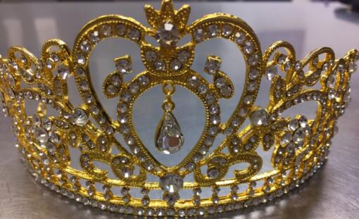 Silver on Gold Tiara Cake Topper