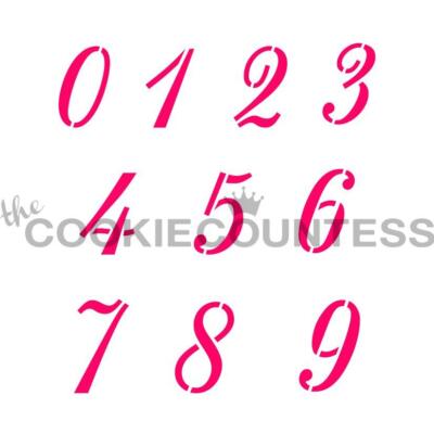 Script Numbers Cookie Stencil