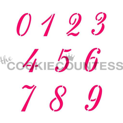 Script Numbers Cookie Stencil