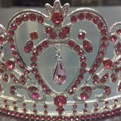 Pink on Silver Tiara Cake Topper