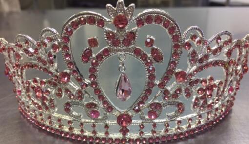 Pink on Silver Tiara Cake Topper