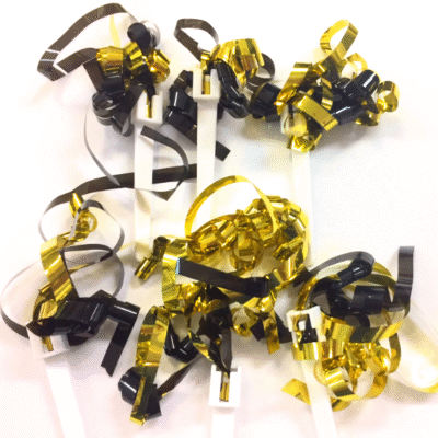 Gold/Black Streamers Cupcake Picks