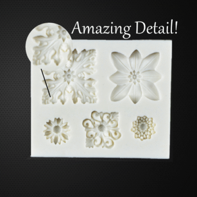 Flower Lace Brooches and Buttons 5 piece Silicone Mold