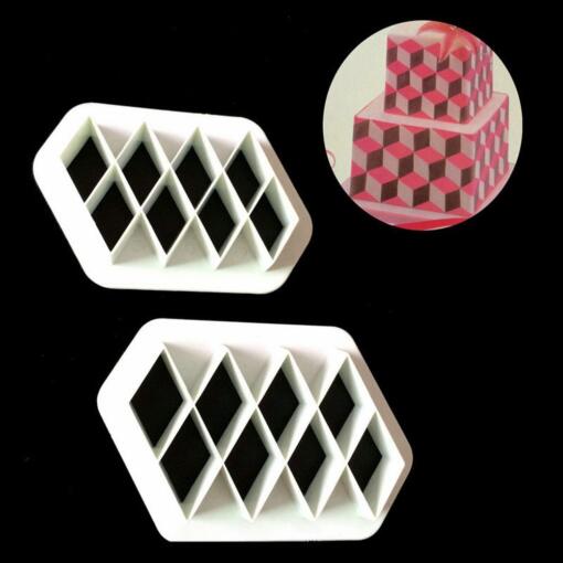 2pcs Diamond Rhombus shape Fondant Cutter