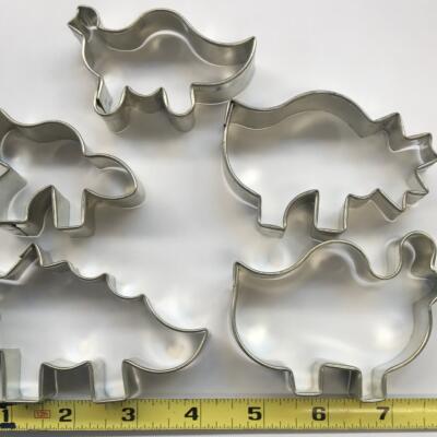 Assorted dinosaur cutter set is shown
