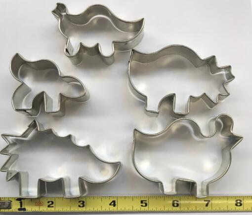 Assorted dinosaur cutter set is shown