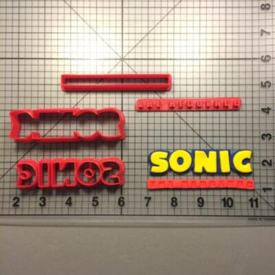 Sonic the Hedgehog Logo cutter is shown along with intended result.