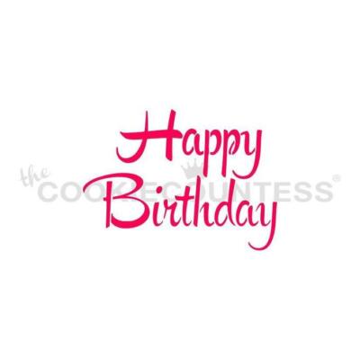 Brush Script Happy Birthday Stencil