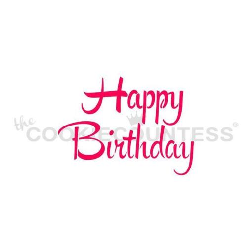 Brush Script Happy Birthday Stencil