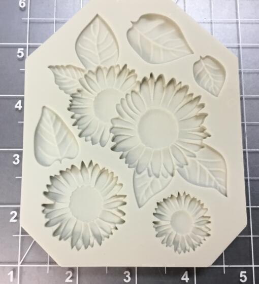 Sunflower and  Leaves Silicone Mold